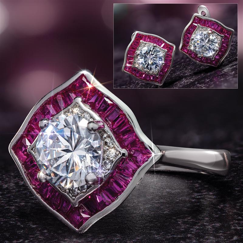 Scienza Ruby Romancing the Stones Ring and Earrings